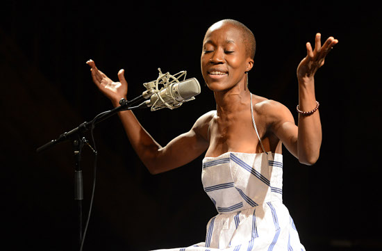 Rokia Traore, performs at Wilton's Music Hall in London, in the first of a series of performances promoted by the Barbican on Monday, 18 June 2012.
