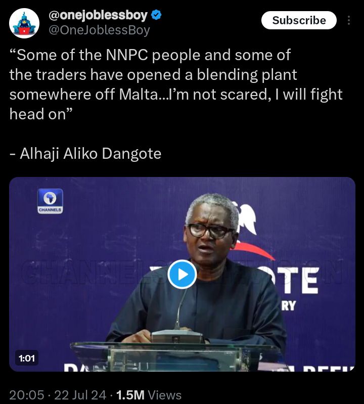 DANGOTE ON MALTA REFINERY